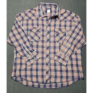 Wrangler Western Plaid Shirt Mens 18x35 Long Sleeve Button Down Cowboy